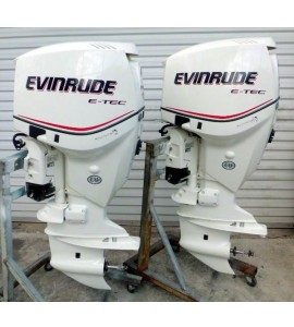 USED PAIR 2007 EVINRUDE E-TEC 150HP 25″ SHAFT, DI, COUNTER ROTATING